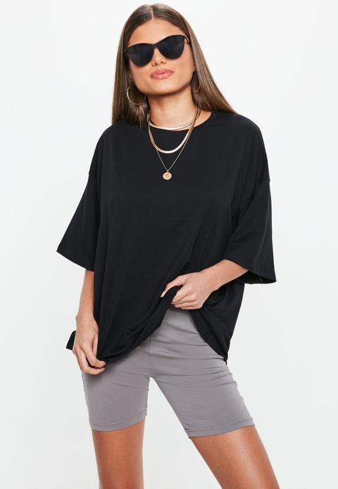 Black Drop Shoulder Oversized T Shirt, Black