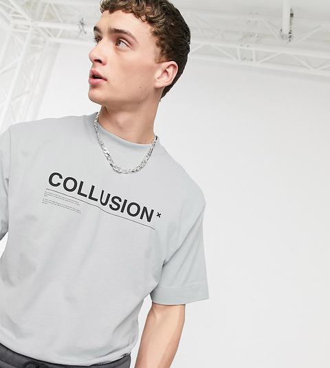 Collusion Oversized T-shirt In Grey With Print