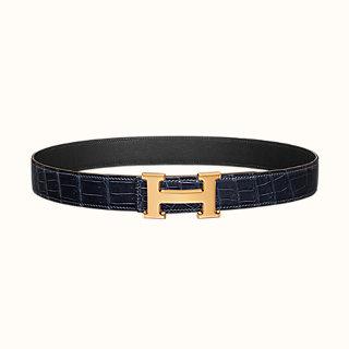 H Belt Buckle & Leather Strap 32 Mm