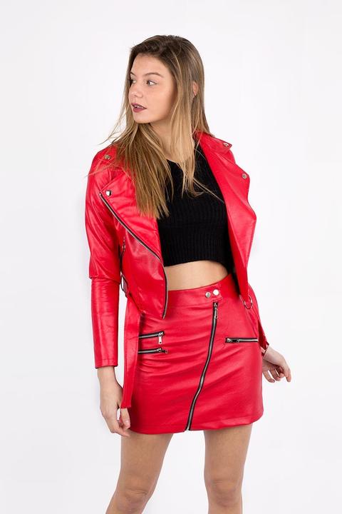 Biker Polipiel Rojo