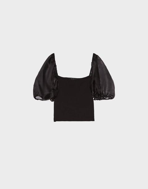 Organza Puff Sleeve Top from Bershka on 21 Buttons