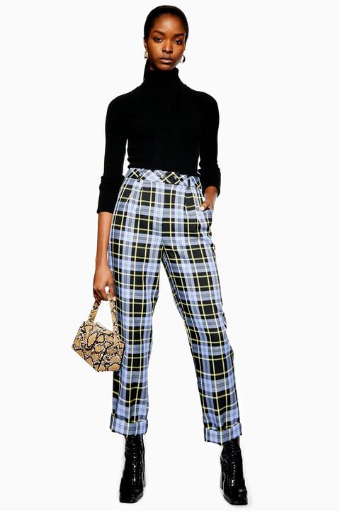 Womens Tall Purple Check Peg Trousers 