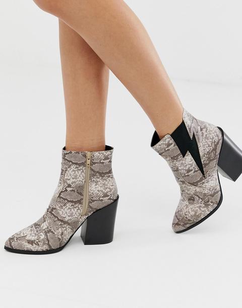Truffle Collection - Bottines Western À Talons Effet Peau De Serpent