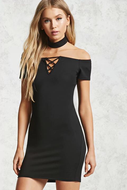 Choker Lace-up Bodycon Dress