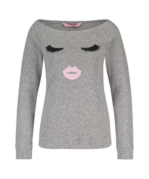 Hunkemöller Top De Sudadera Lashes Lips Gris