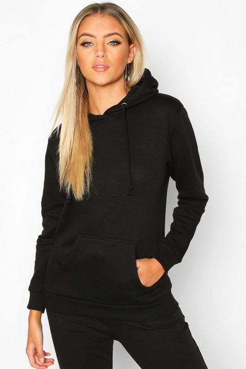 Womens Kangaroo Pocket Hoodie - Black - Xs, Black