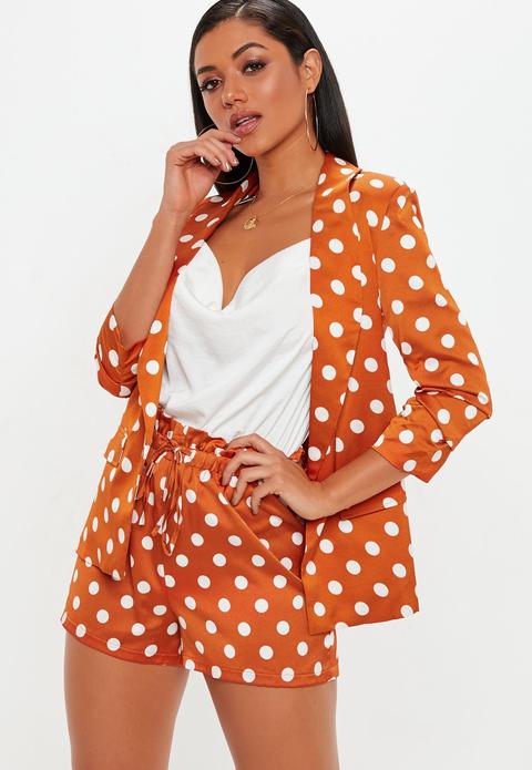 Orange Satin Polka Dot Short, Rust