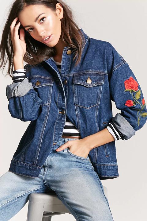 Floral Graphic Denim Jacket