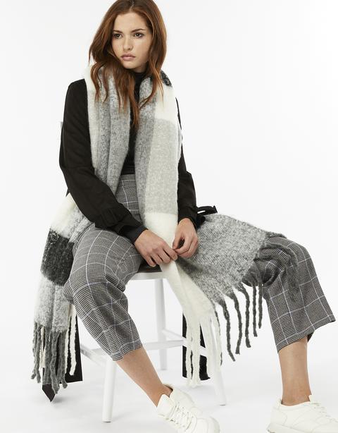 Monument Fluffy Check Blanket Scarf