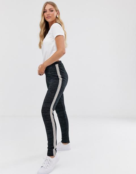 Vila Skinny Sport Stripe Trousers-black