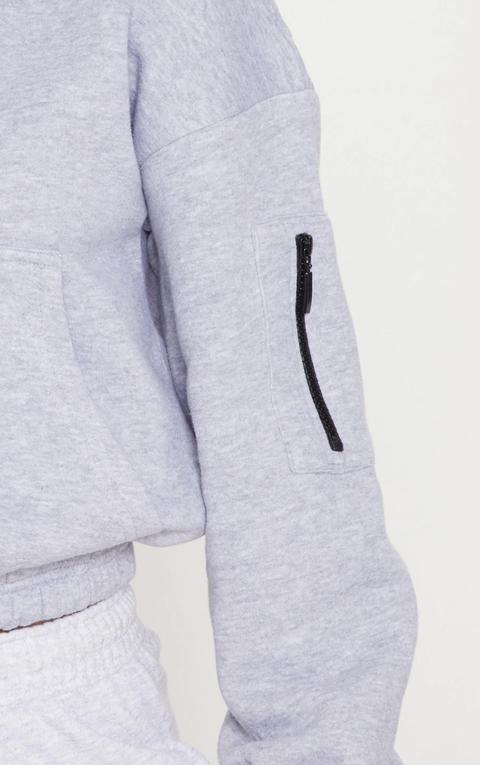 Ash Grey Oversized Zip Front Sweatshirt