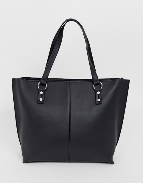 Bolso Shopper Con Detalle De Tachuelas Plateadas En Negro De Stradivarius