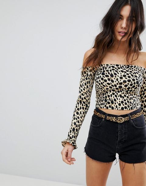 Motel - Top Con Spalle Scoperte E Stampa Leopardata - Multicolore