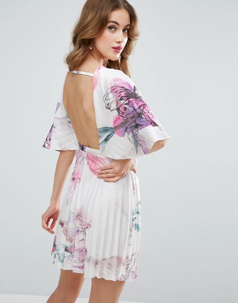 Minivestido De Flores Estilo Kimono Con Manga Japonesa Plisada De Asos