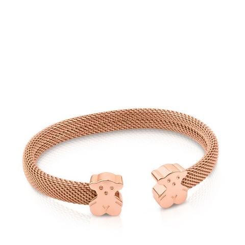 Pulsera De Acero Ip Rosa Y Plata Vermeil Rosa Mesh