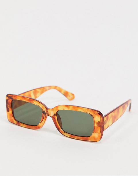 Asos Design Mid Square Sunglasses In Crystal Tort-brown