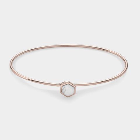 Idylle Rose Gold Marble Hexagon Bangle Bracelet