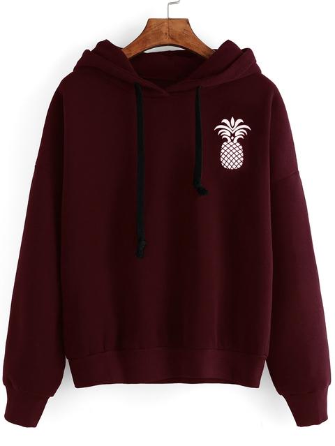 Pineapple Print Drop Shoulder Hoodie