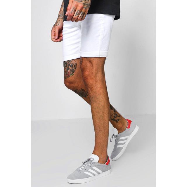 mens white denim shorts