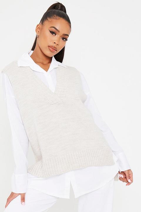 Stone Knitted Vest With Undershirt