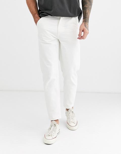 Pantalones Estilo Worker Blancos De Celio