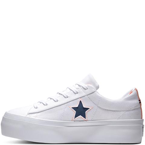 Converse One Star Platform Whites & Brights White, Blue