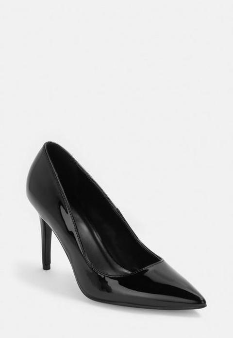 black patent court shoes mid heel