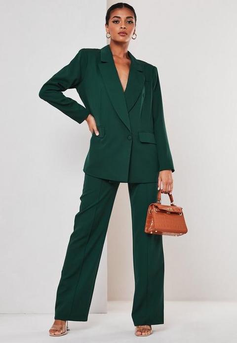 Green Co Ord Wrap Front Oversized Blazer, Green