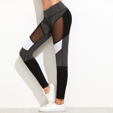 Leggings Rete Inserito - Blocco Di Colore