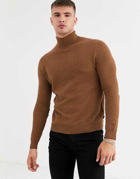 Esprit Roll Neck Jumper In Toffee-brown