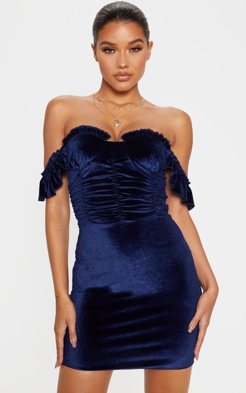 Navy Sleeveless Ruched Detail Bodycon Dress