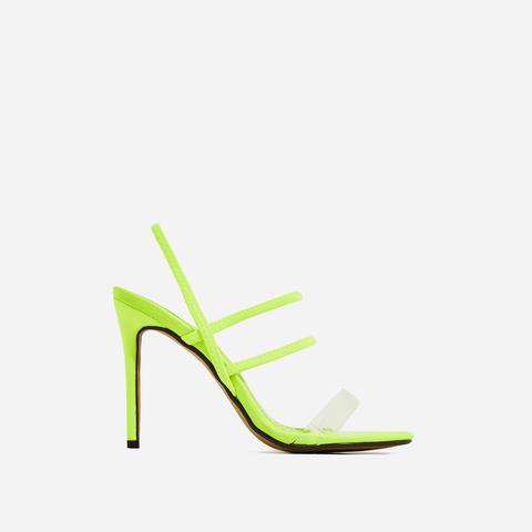 Sachi Perspex Detail Heel In Neon Green Lycra, Green