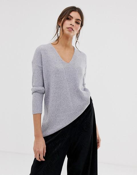 Oasis - Maglione Grigio Con Scollo A V - Grigio