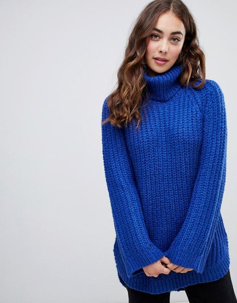 Vero Moda - Maglione Pesante Con Collo Alto - Blu