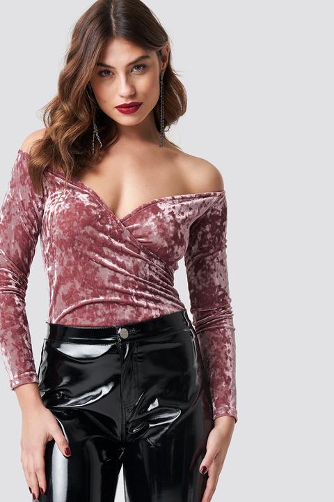 Velvet Off Shoulder Top Rosa