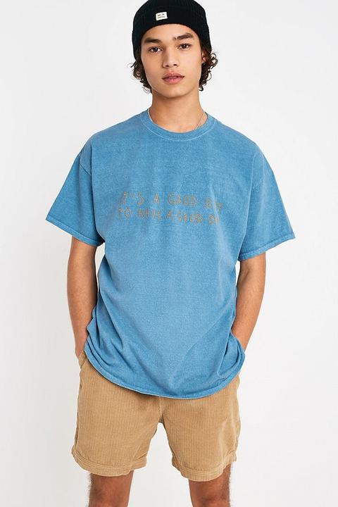 Uo Good Day Blue T-shirt - Blue S At Urban Outfitters