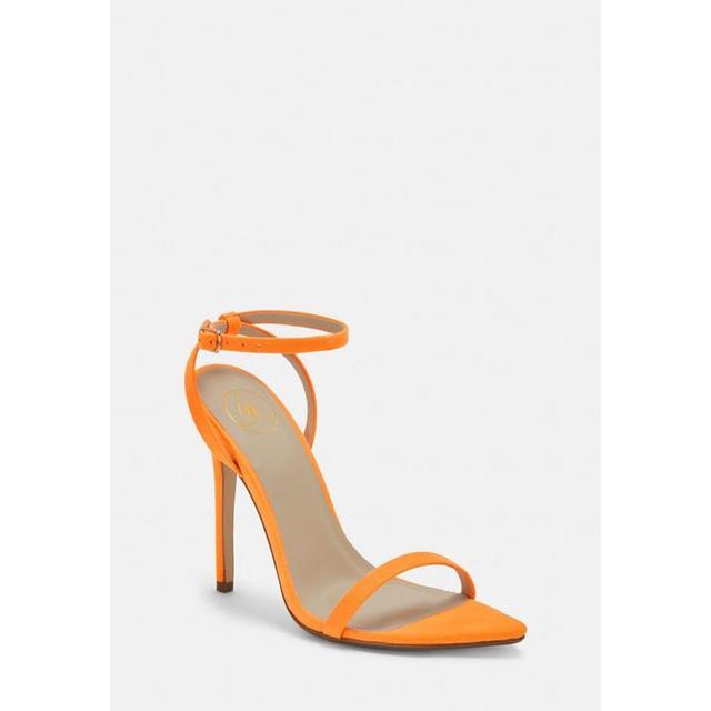 orange barely there heels