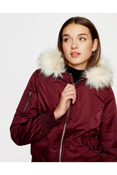 Bomber Bordeaux Con Finto Pelo