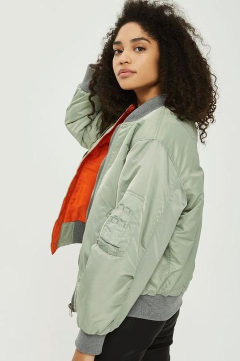 Womens Reversible Bomber Jacket - Sage, Sage