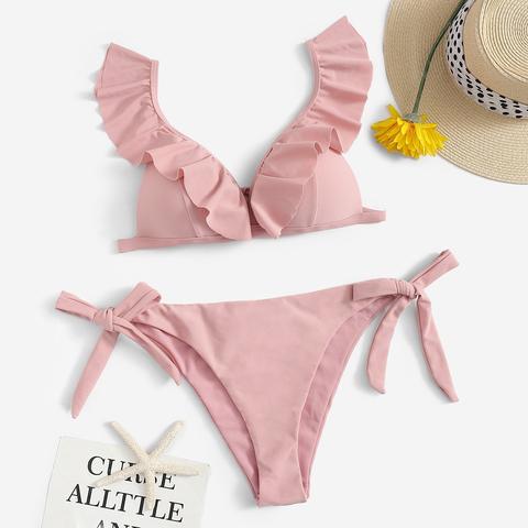 Set Bikini Con Volant E Nodo Laterale