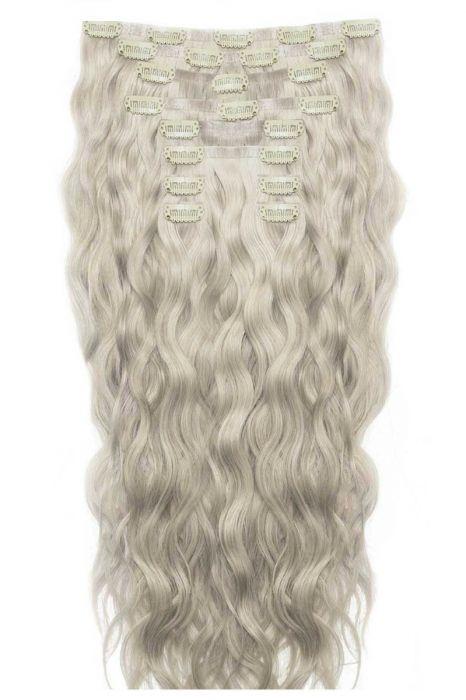 22 Beach Wave Double Hair Set Clip-in Extensions - Silver"