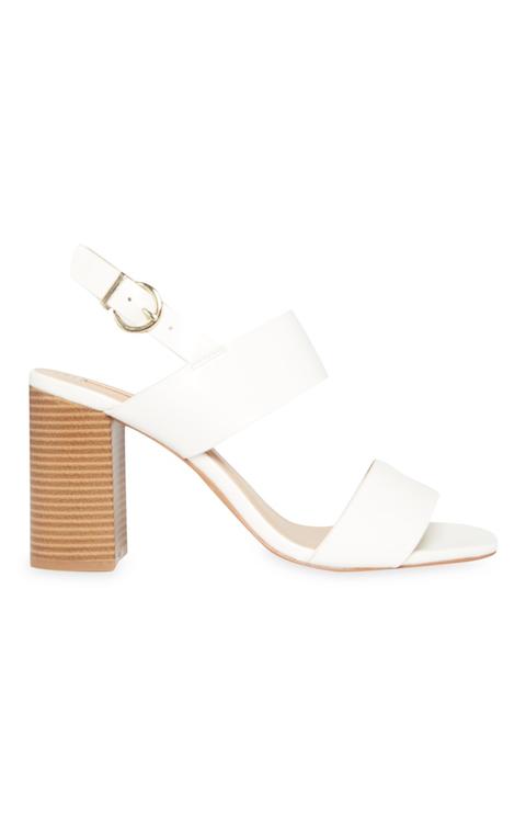 White Block Heel Sandal