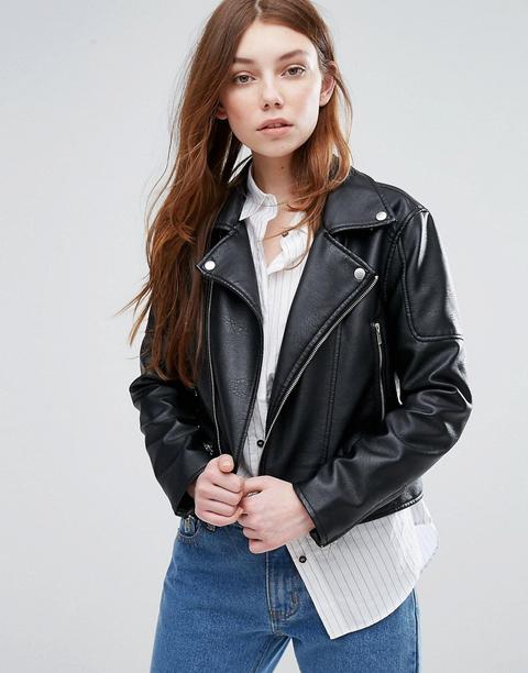 Chaqueta Biker De Cuero Sintético De Barneys