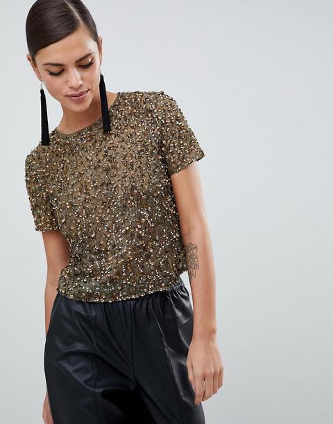 Camiseta Con Adornos De Lentejuelas De Asos Design