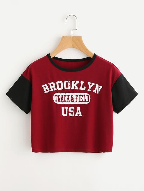 T-shirt Crop Due Toni Con Scritta