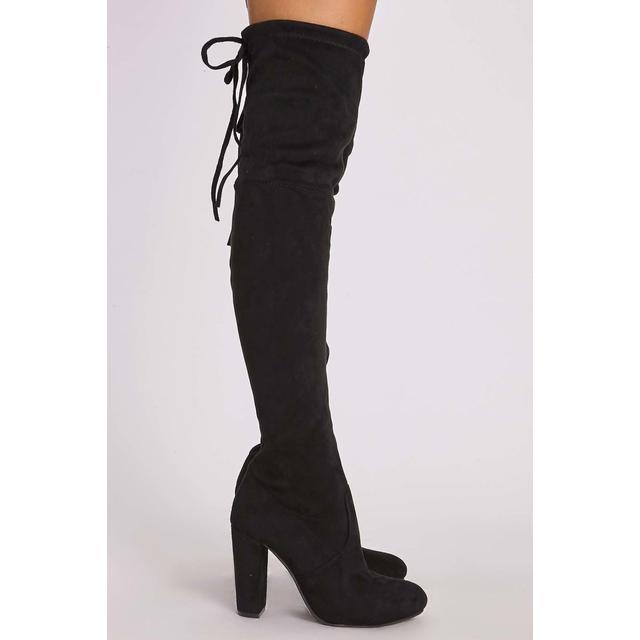 suede over the knee heeled boots
