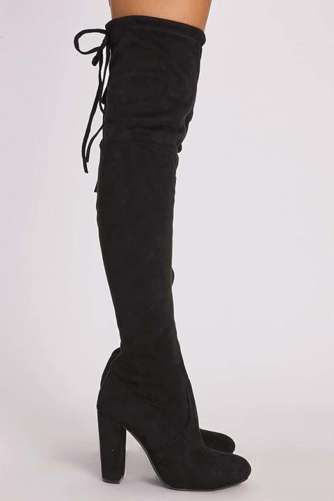 Black Boots - Black Faux Suede Over The 