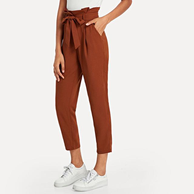Pantalones Tobilleros Con Cintura Paper Bag from SheIn on 21 Buttons