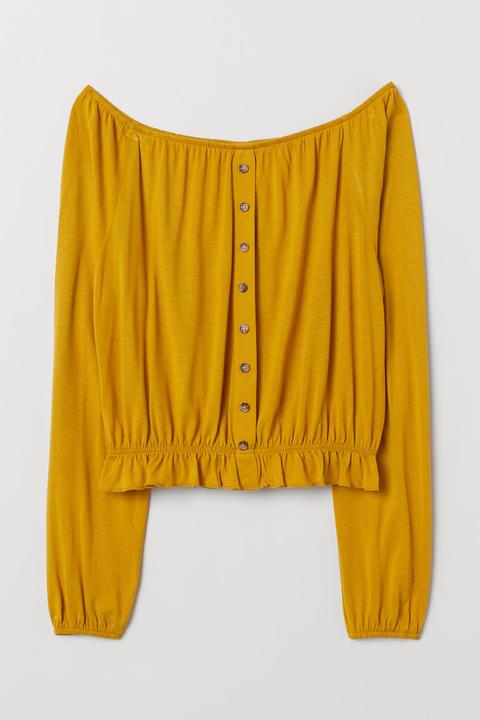 H & M - Off-the-shoulder Top - Yellow