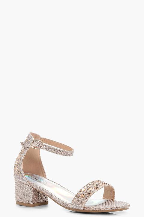 Girls Glitter Block Heel Two Part Sandal